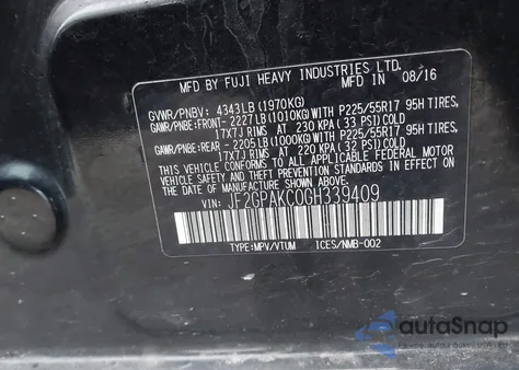 2016 Subaru Crosstrek 2.0I Limited из США, поврежденный, VIN JF2GPAKC0GH339409